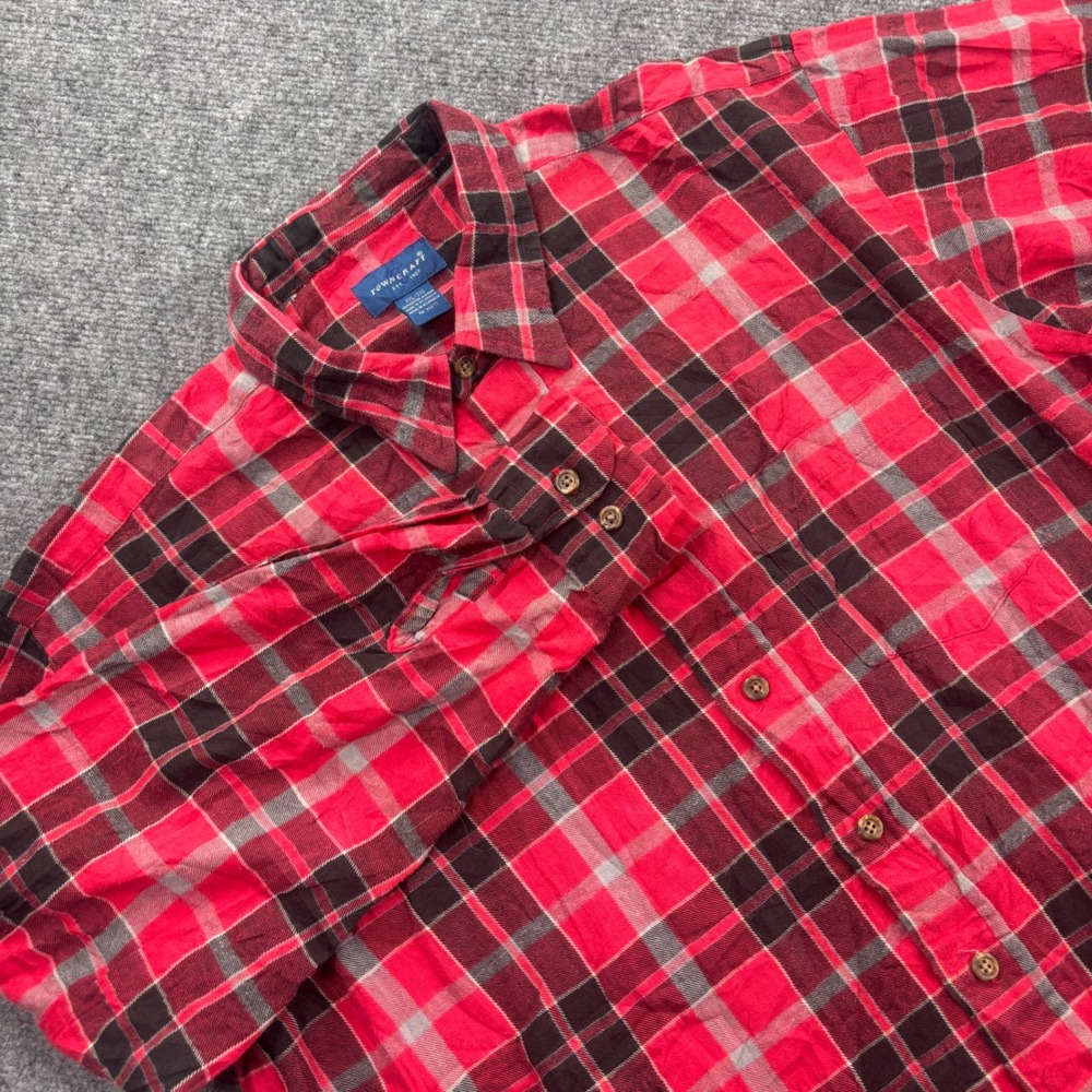 Towncraft Button Up Shirt XXL Red Plaid Long Sleeve Cotton Men's